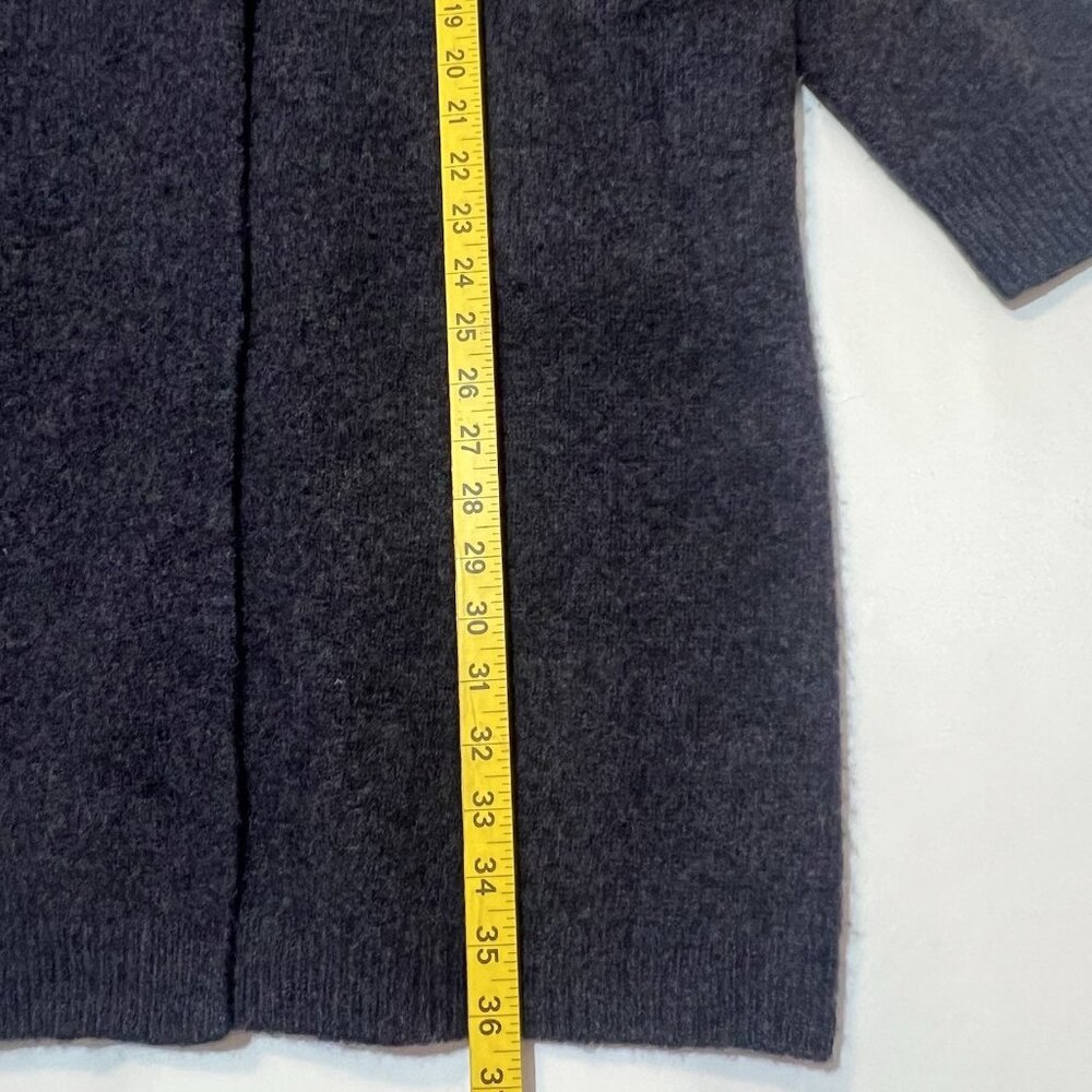 Uniqlo Women’s Long Cardigan 100% Wool Sweater Hooded Small Gray Pockets Button - Picture 8 of 12